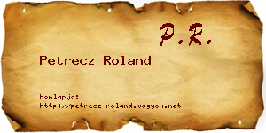 Petrecz Roland névjegykártya